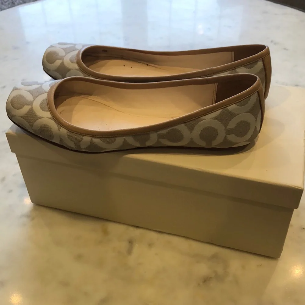 Coach Beige Signature Canvas Ballet Flats